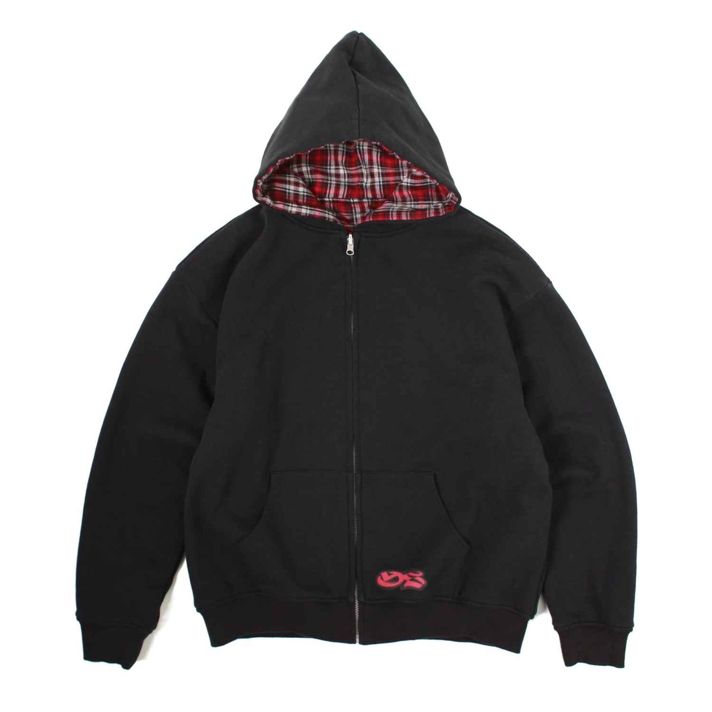 REVERSIBLE FLANNEL HOOD (RED BLACK)